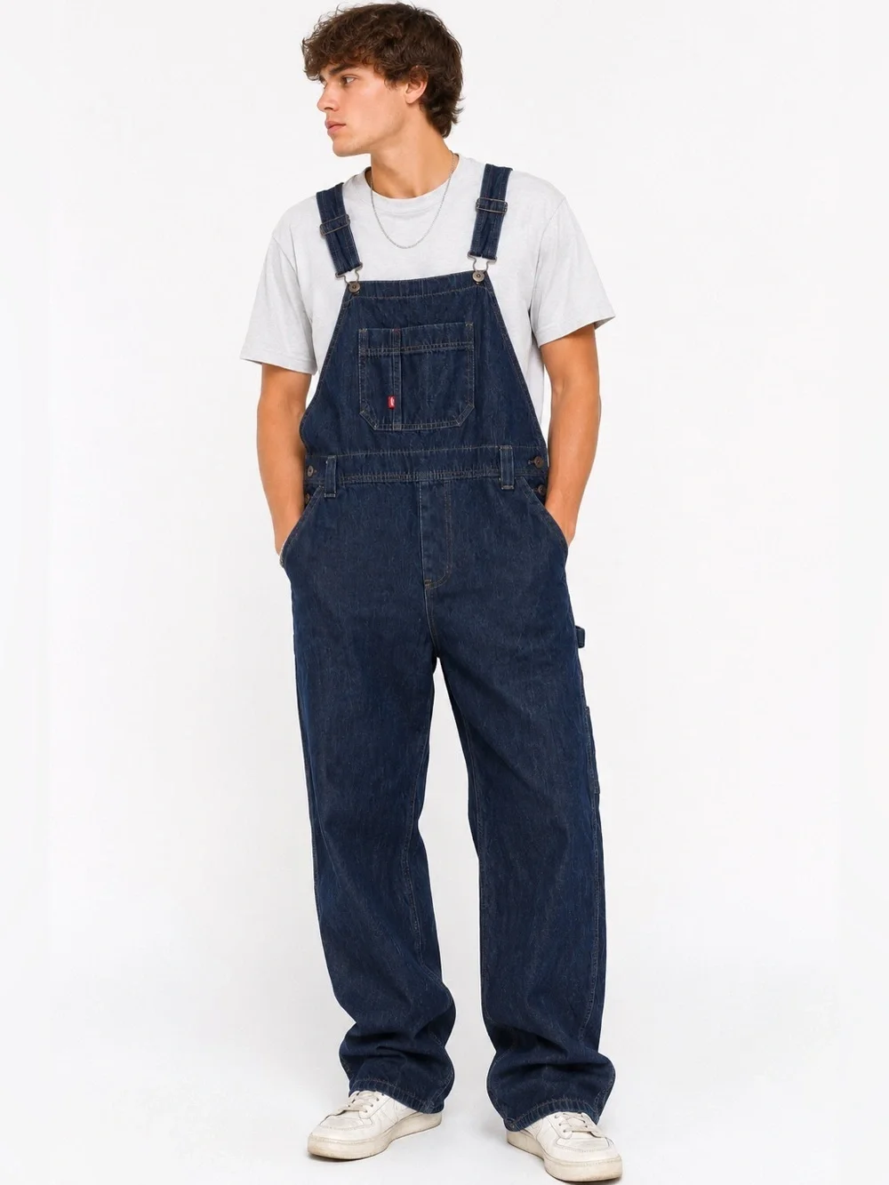 Dickies Men’s Large Denim Bib Overalls Dark Wash Carpenter Workwear 100% Cotton